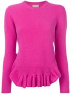 Nude Frill Hem Jumper - Pink & Purple