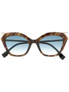 Fendi Eyewear Cat Eye Sunglesses - Brown