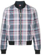 Thom Browne Reversible Blouson Zip Front Ribbed Jacket In Large Madras