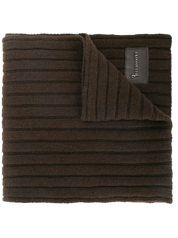 Billionaire Ribbed Scarf - Brown