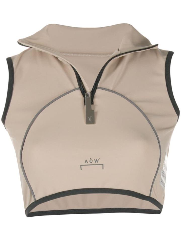 A-cold-wall* Cropped Zip-up Tank Top - Neutrals