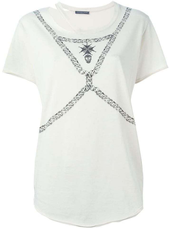 Alexander Mcqueen Harness Print T-shirt, Women's, Size: 42, Nude/neutrals, Cotton