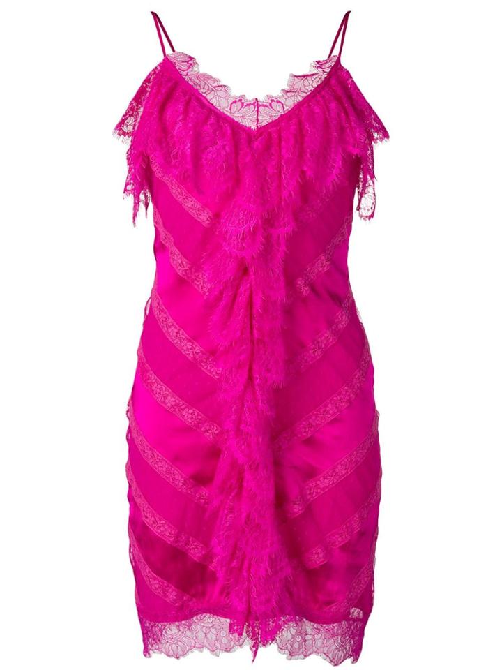 Amen Ruffle Front Midi Dress - Pink
