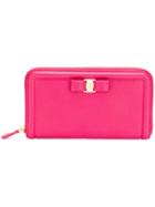 Salvatore Ferragamo Zip Around Bow Wallet - Pink & Purple