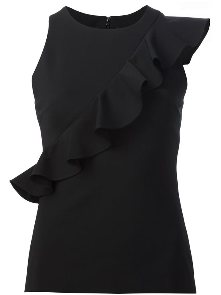 Cushnie Et Ochs Ruffle Tank, Women's, Size: 6, Black, Spandex/elastane/silk/viscose/nylon