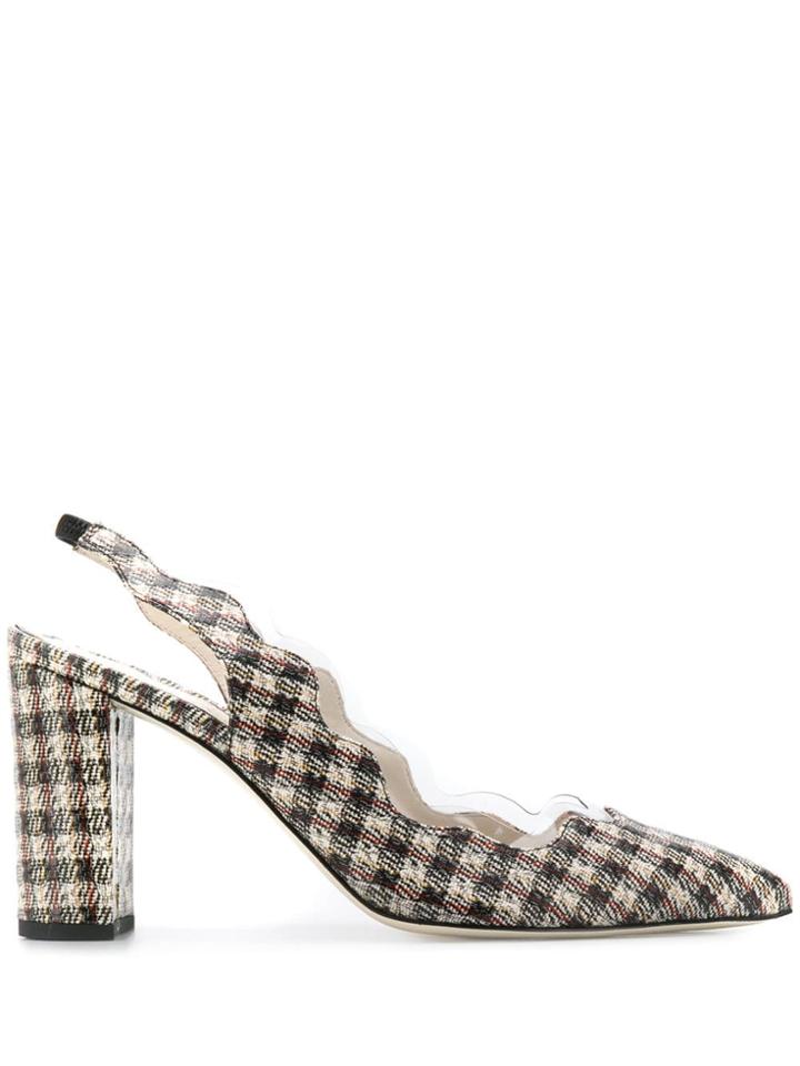 Francesca Bellavita Checked Slingback Pumps - White