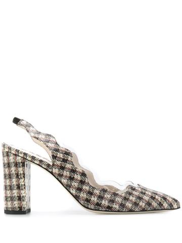 Francesca Bellavita Checked Slingback Pumps - White