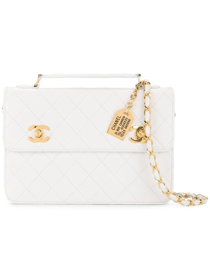 Chanel Vintage Logo Chain 2way Bag - White