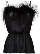 Prada Feather Detail Blouse, Women's, Size: 42, Black, Silk/feather