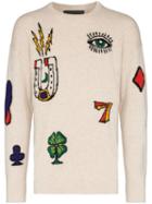 The Elder Statesman Tes Ptch Intarsia Ramber Crw Swt Wht - Neutrals