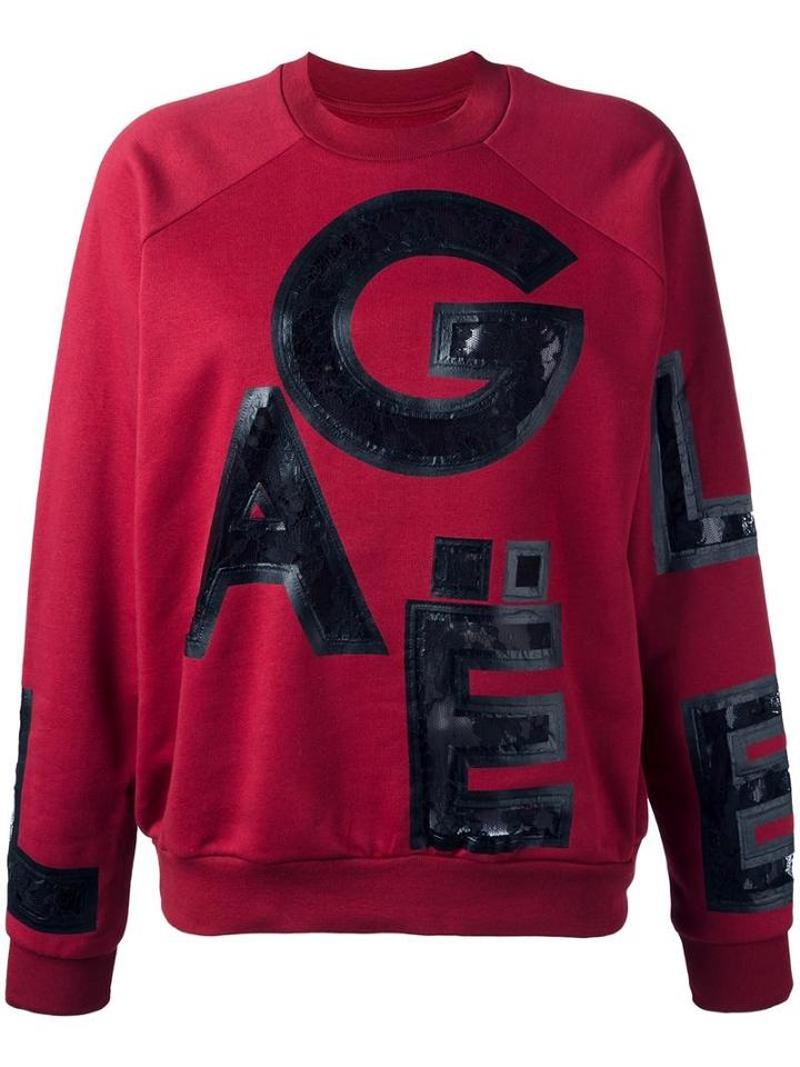 Gaelle Bonheur Lace Letter Insert Sweatshirt, Women's, Size: 2, Red, Cotton