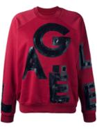 Gaelle Bonheur Lace Letter Insert Sweatshirt, Women's, Size: 2, Red, Cotton