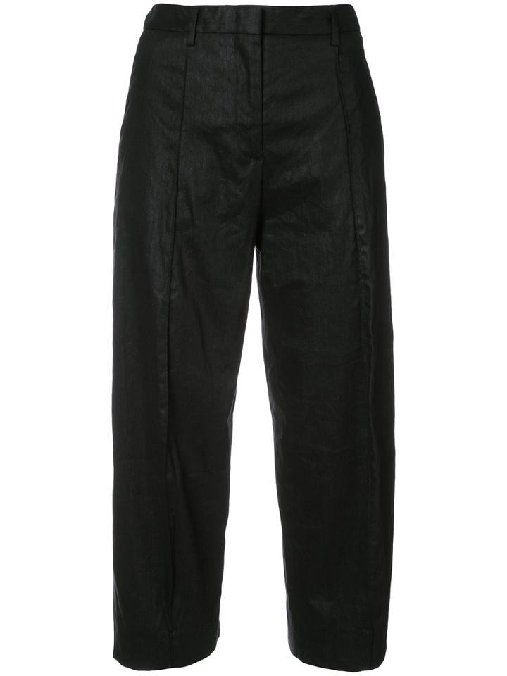 Maison Margiela - Cropped Tailored Trousers - Women - Linen/flax/viscose - 40, Black, Linen/flax/viscose