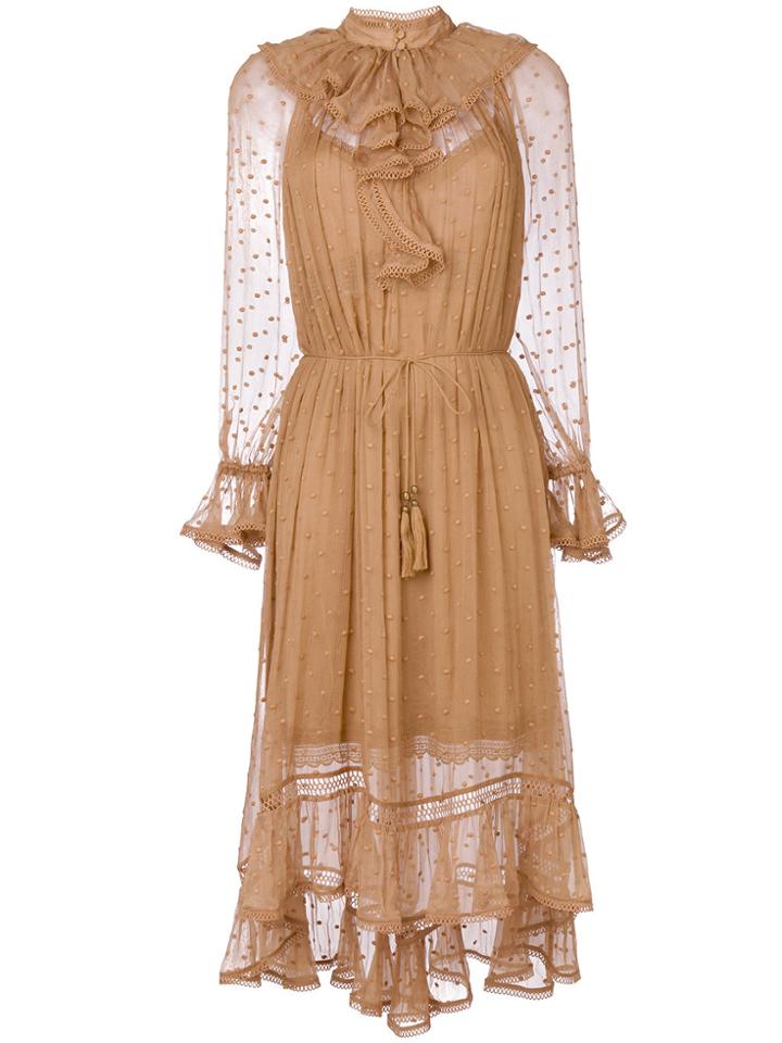 Zimmermann Ruffled Neck Dress - Brown