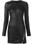Rta Zipped Detail Fitted Leather Dress
