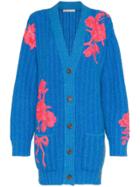 Christopher Kane Floral Embroidered Cashmere Cardigan - Blue