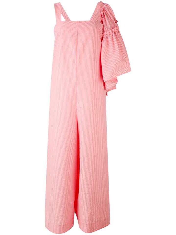 Msgm - One Schoulder Overall - Women - Cotton/polyester - 44, Pink/purple, Cotton/polyester