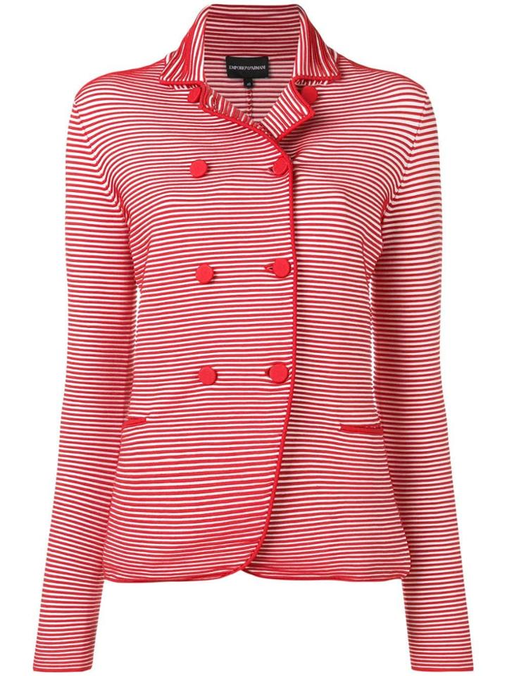Emporio Armani Ribbed Double Breasted Blazer - Red