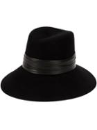 Saint Laurent Nina Leather And Felt Hat - Black
