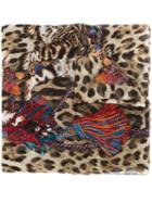Dolce & Gabbana Bengal Cat Print Scarf, Women's, Brown, Silk