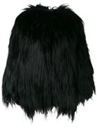 Numerootto Furry Detail Coat - Black