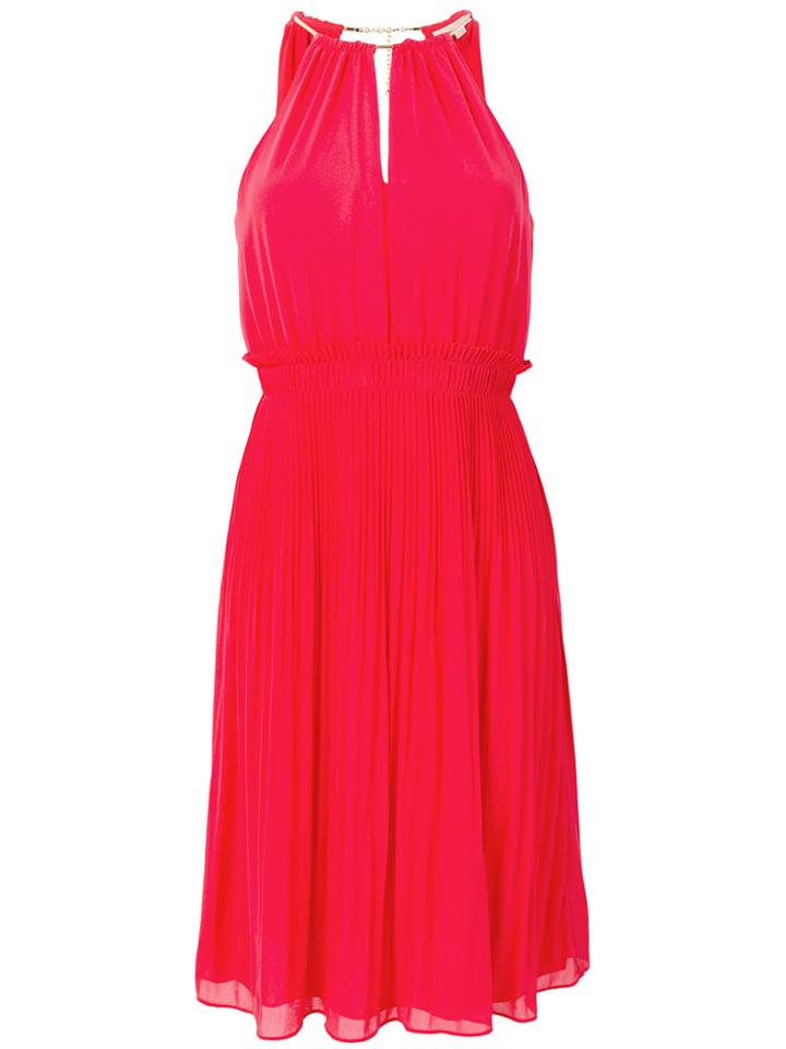 Michael Michael Kors Pleated Halter Dress - Red