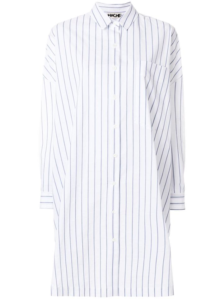 Hache Striped Shirt Dress - White