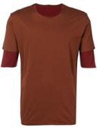Attachment Exposed Seams Layered T-shirt - Brown
