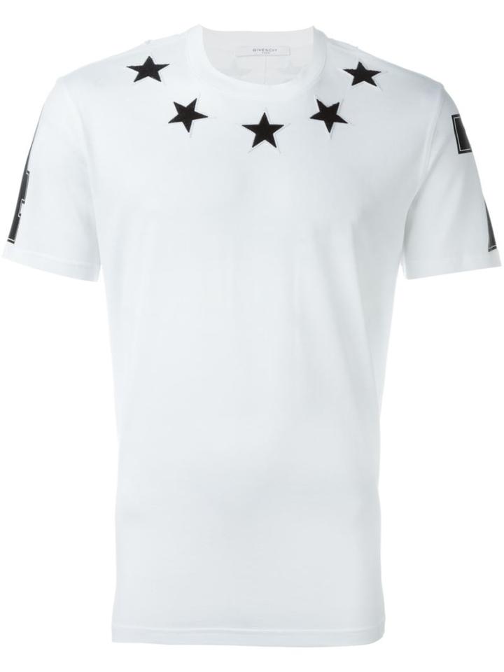 Givenchy Star Embroidered T-shirt, Men's, Size: Xxl, White, Cotton/acrylic/polyester/wool