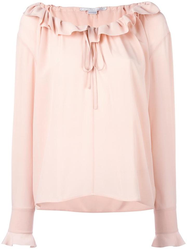 Stella Mccartney Ruffled Neck Fastening Blouse, Women's, Size: 42, Pink/purple, Silk