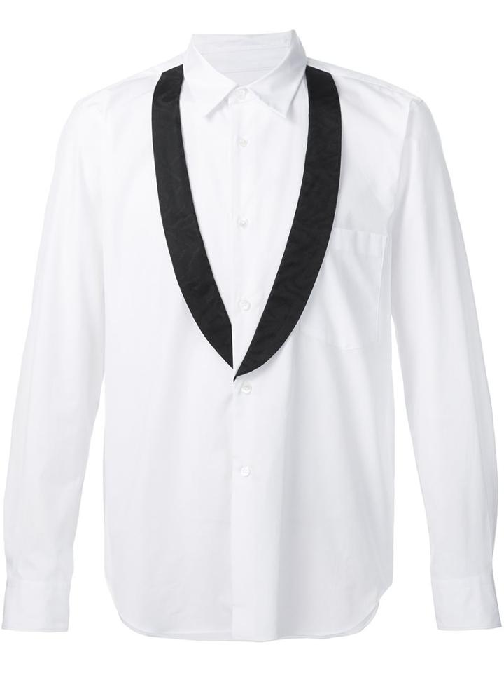 Comme Des Garçons Homme Plus Contrast Tuxedo Shirt, Men's, Size: Large, White, Cotton