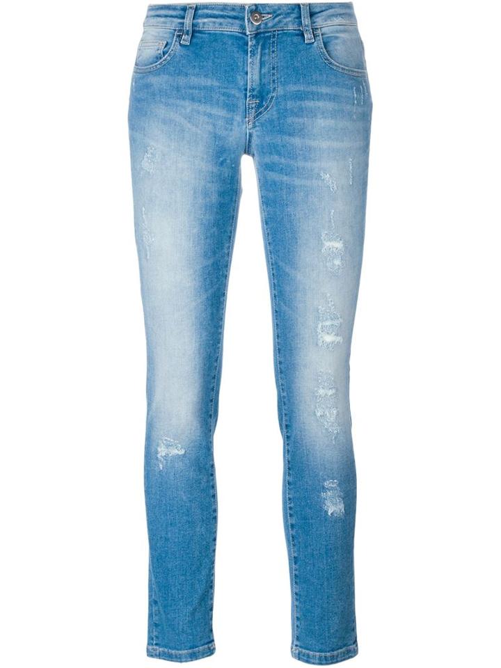 P.a.r.o.s.h. Cropped Skinny Jeans, Women's, Size: L, Blue, Cotton/spandex/elastane