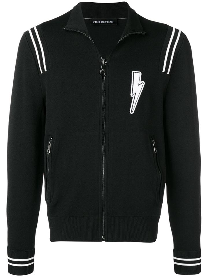 Neil Barrett Lightning Print Zipped Sweater - Black
