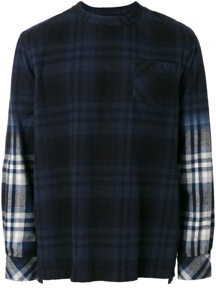 Sacai Checked Sweatshirt - Blue