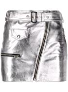 Manokhi Biker Belted Mini Skirt - Silver