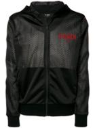 Fendi Mesh Logo Print Jacket - Black