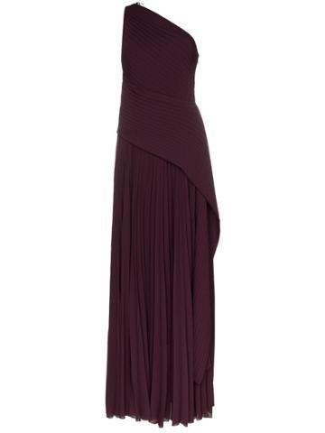 Solace London Emelyne Pleated Chiffon Gown - Purple