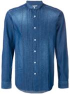Paolo Pecora Mandarin Collar Denim Shirt - Blue