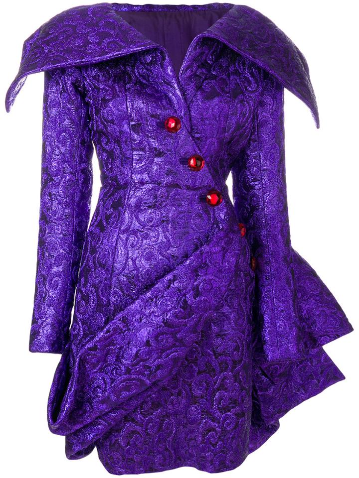 Yves Saint Laurent Vintage 1989 Metallic Jacquard Gown - Pink & Purple