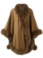 Liska Fox Fur Trim Cape Coat
