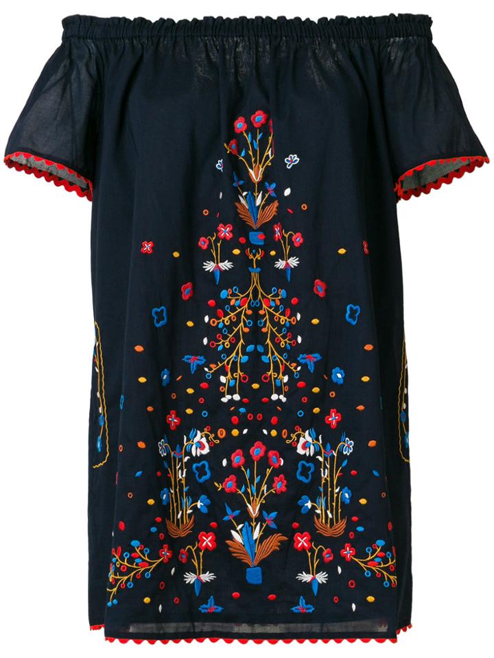 Tory Burch Wildflower Embroidered Beach Dress - Blue