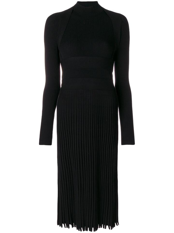 Cédric Charlier Rib-knit Fitted Midi Dress - Black