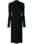 Cédric Charlier Rib-knit Fitted Midi Dress - Black