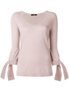 Steffen Schraut Tied Cuffs Knitted Blouse - Pink & Purple