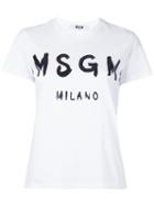Msgm Logo Print T-shirt, Women's, Size: Medium, White, Cotton