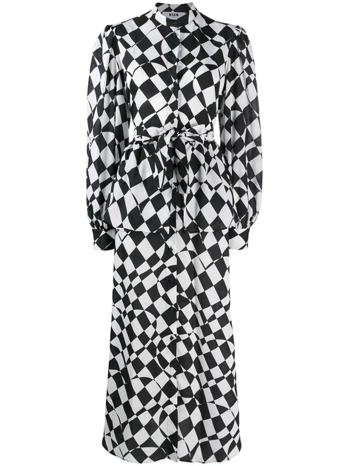 Msgm Chessboard Print Day Dress - Black