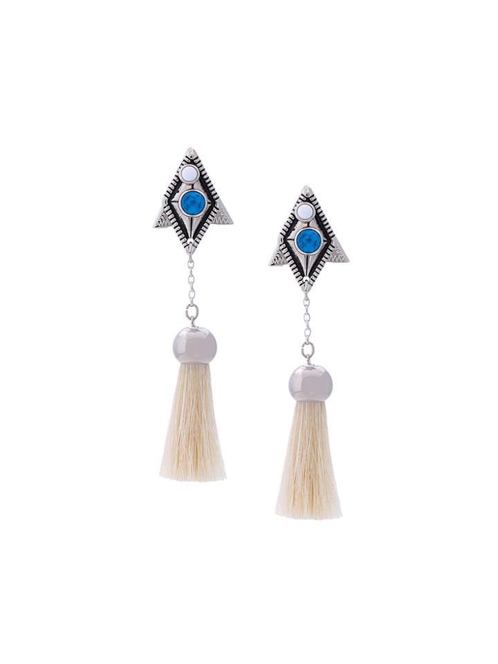 Toga Pulla Dangling Tassel Earrings - Metallic