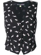 Alexa Chung Rabbit Print Vest - Black