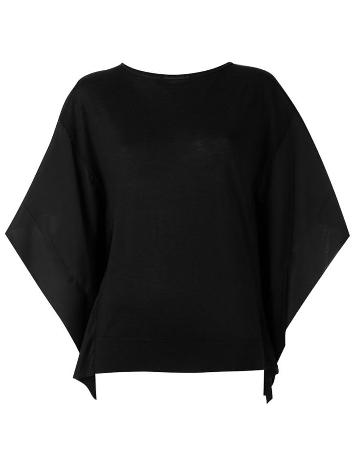 Fabiana Filippi - Contrast Sleeve Jumper - Women - Silk/spandex/elastane/cashmere - 46, Black, Silk/spandex/elastane/cashmere
