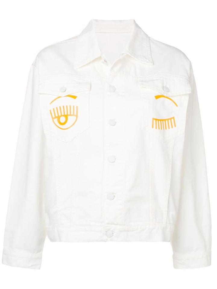 Chiara Ferragni Flirting Motif Denim Jacket - White